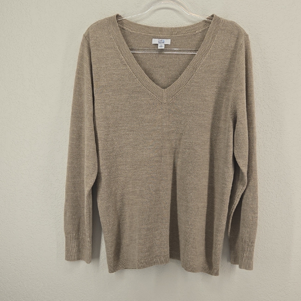 Croft & Barrow Tan V-Neck Sweater Size Extra Large